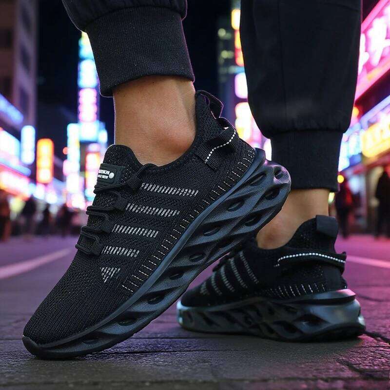 Men's Knit Running Lightweight Stylish Unique Hollow Out Sole for Shock Absorption Sneakers Breathable Breath Mens Shoes