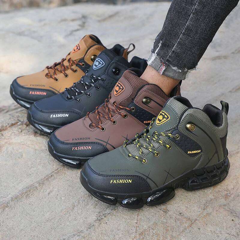 New Hiking Shoes High Quality Durable Leather Climbing Shoe Outdoors Camping Waterproof Fishing Hunting Walking Sneakers Men