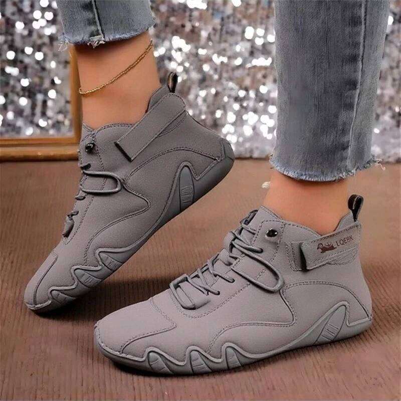 Lace Up High Top Breathable Fashionable Soled Shoes Outdoor Walking Waterproof Multifunctional Women's Bare Boots