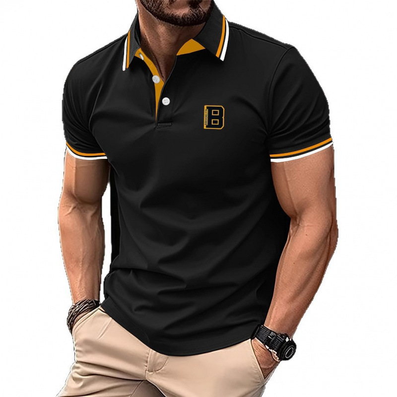 Luxury Brand Designer Clothes 2025 European And American Cross-Border Independent Station Summer Men's Color-Blocked 3D Printed Short-Sleeve Butt