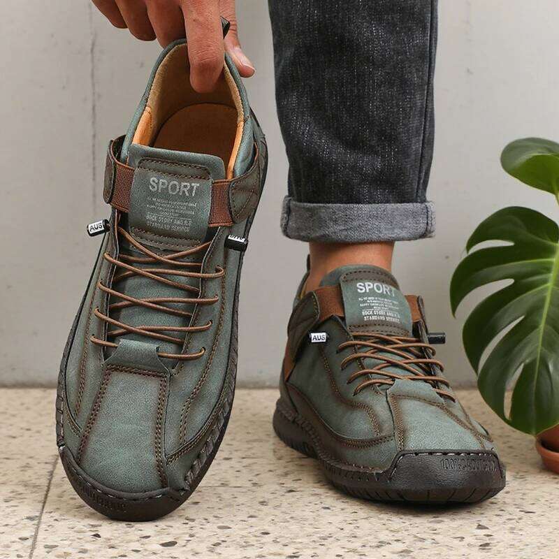 2025 New Retro Casual Shoes Fashion Hook - Loop Strap Sneakers Comfortable Handmade Leather Outdoor Men's Walking Footwear