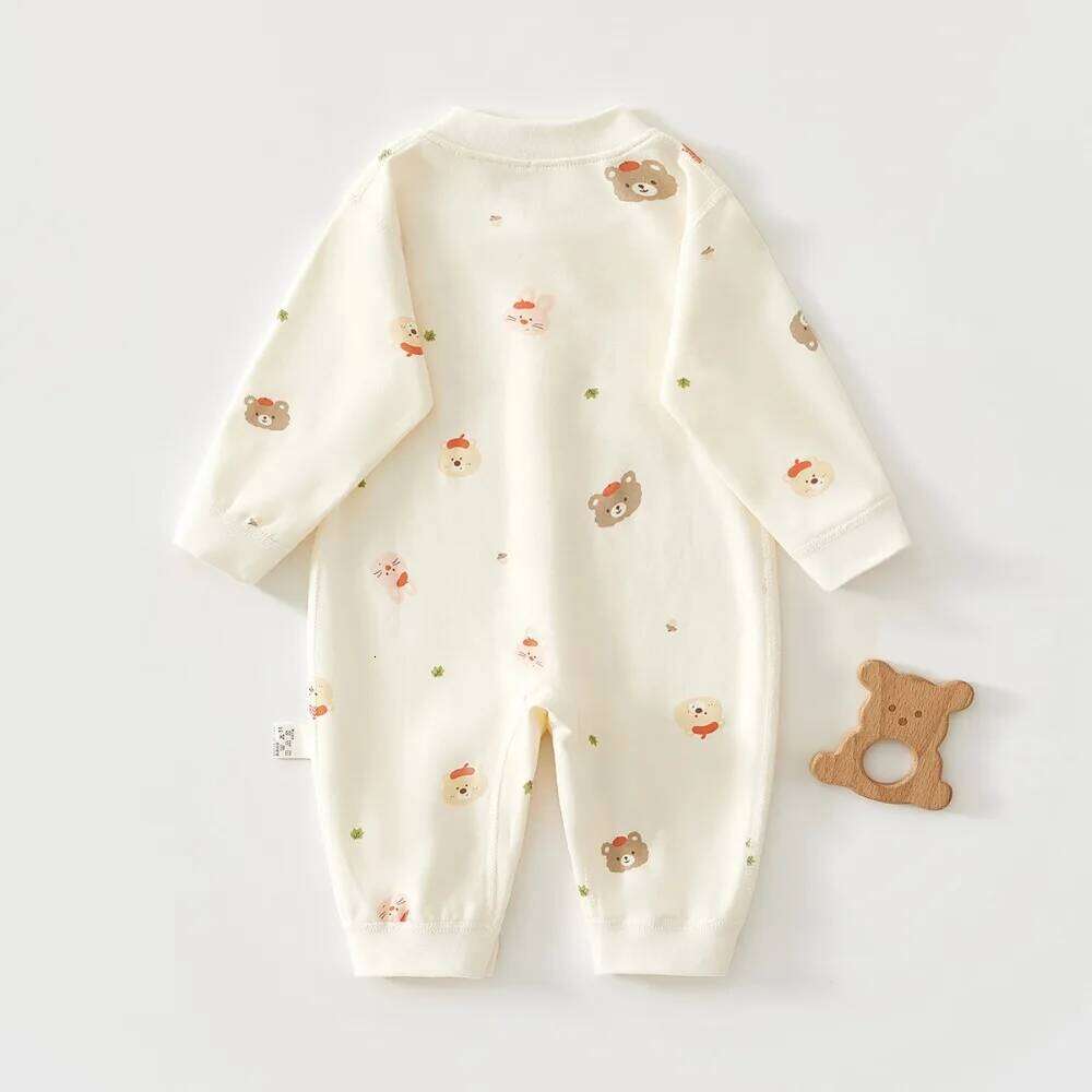 AYNIGIRLL 0-18M Baby Boneless Newborn Single Breasted Romper Boys and Girls Bodysuit Long Sleeve Climbing Suit 26Y0224