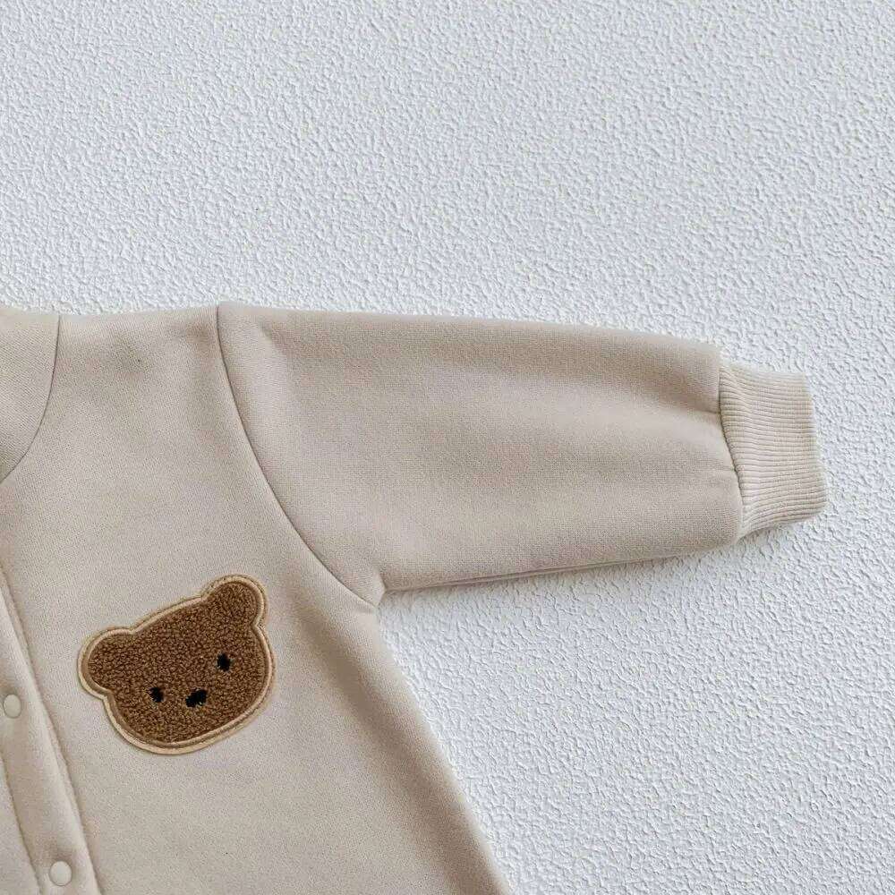 Winter Warm Newborn Baby Clothes Boys Cotton Babies Romper Bear Long Sleeve Hooded Girl Bodysuit for 0 TO 24M Clothing 26H0224