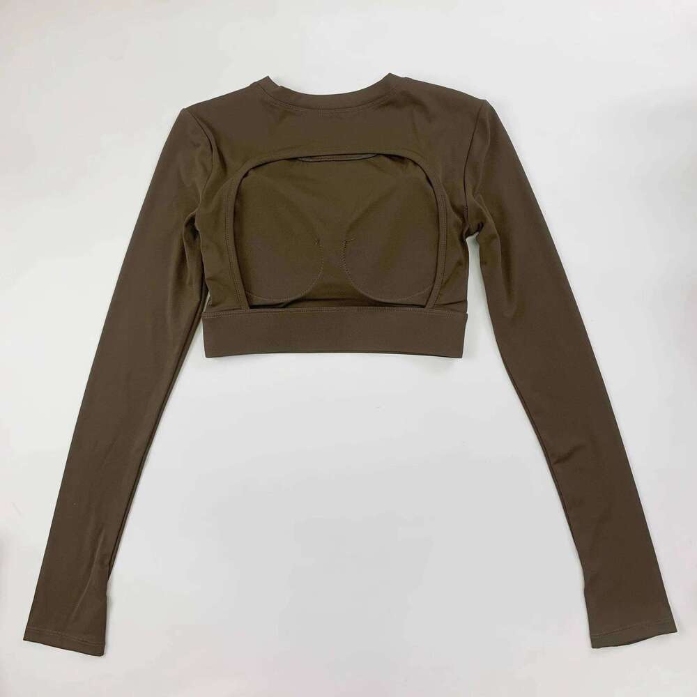 Women's Yoga Top with Chest Pads, Tight-fit Pilates Slimming Sports Long-sleeve Running Quick-dry Training Fitness Wear 26Y0224