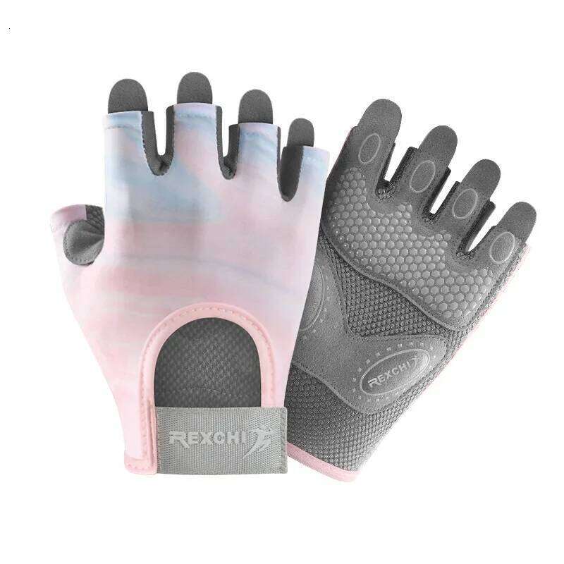 Women's Fitness Outdoor Sports Anti Slip Shock-absorbing Half Finger Gloves Durable and Breathable 26H0224