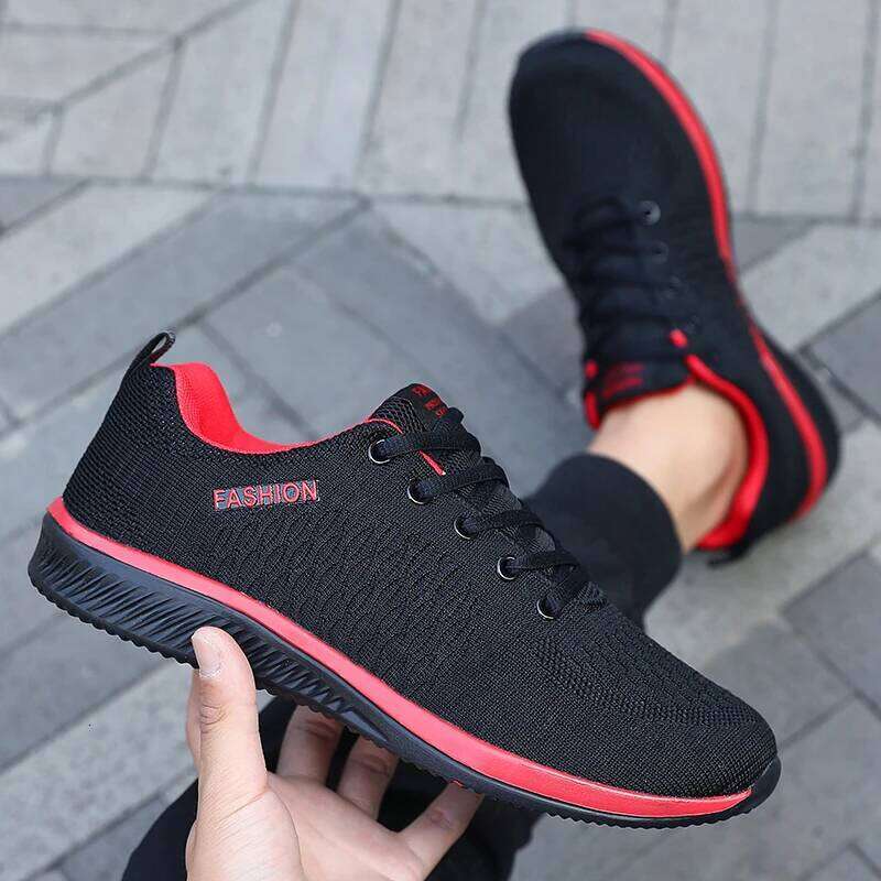 Men's Mesh Running Sneakers Athletic Gym Lightweight Men Causal Shoes 2025 Fashion Breathable Knit Walking Footwear Size 39-46