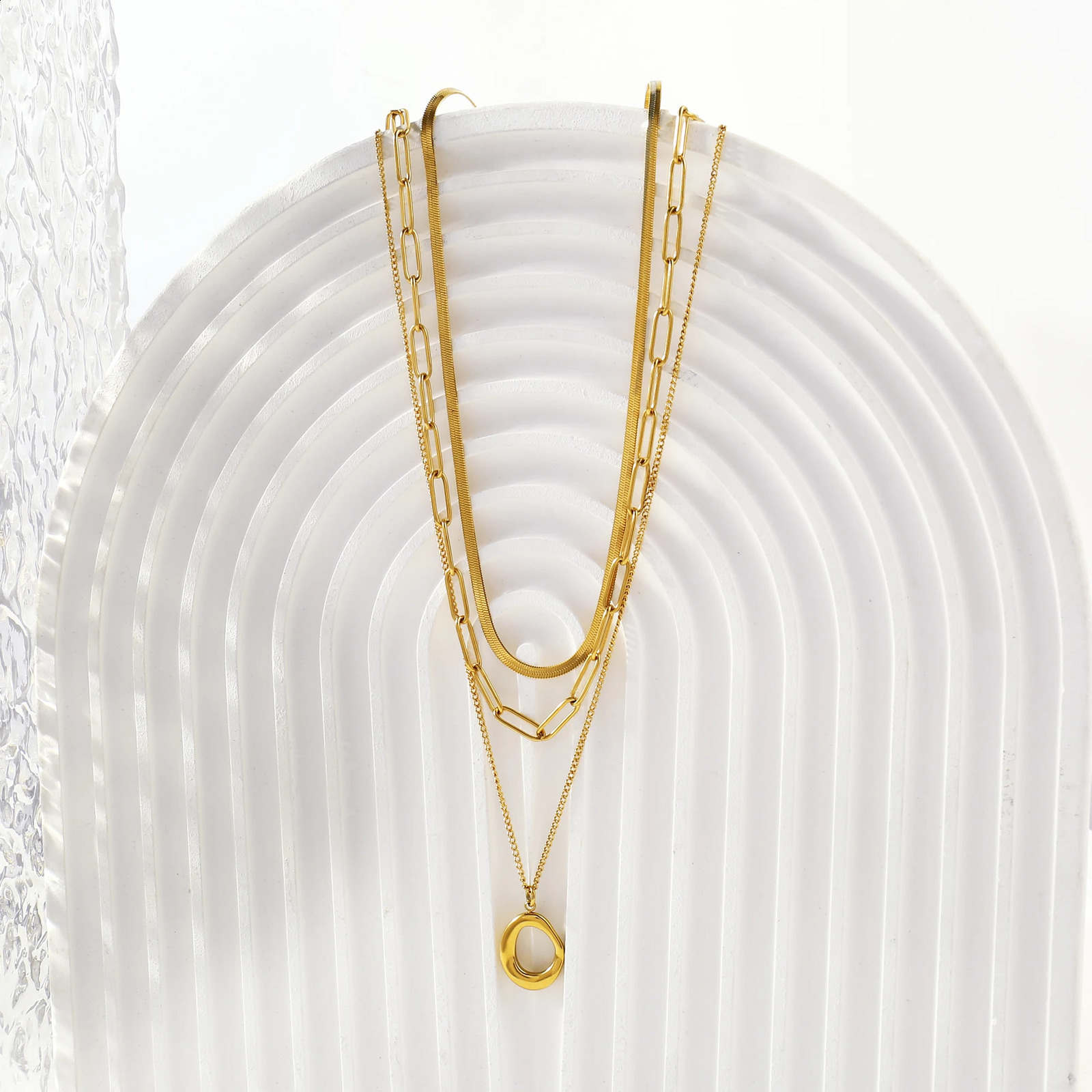 Badu 3Pcs Minimalist Gold Plated Layered Necklace Set Women Stainless Steel Stackable Chain Necklaces Daily Jewelry Gift 260207