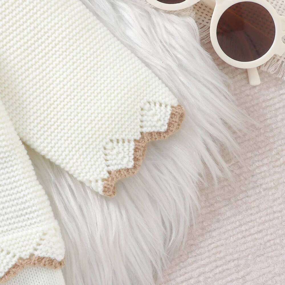 Baby Rompers Knitted Newborn Girls Jumpsuit Long Sleeve Warm Infant Kid Clothing Hat 0-18M Overalls Fashion Ruffles 2pcs Outfits 26H0224