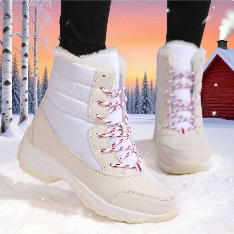 Women Platform Winter High Quality Warm Snow Outdoor Waterproof Hiking Shoes Lace-up Comfortable Ankle Boots