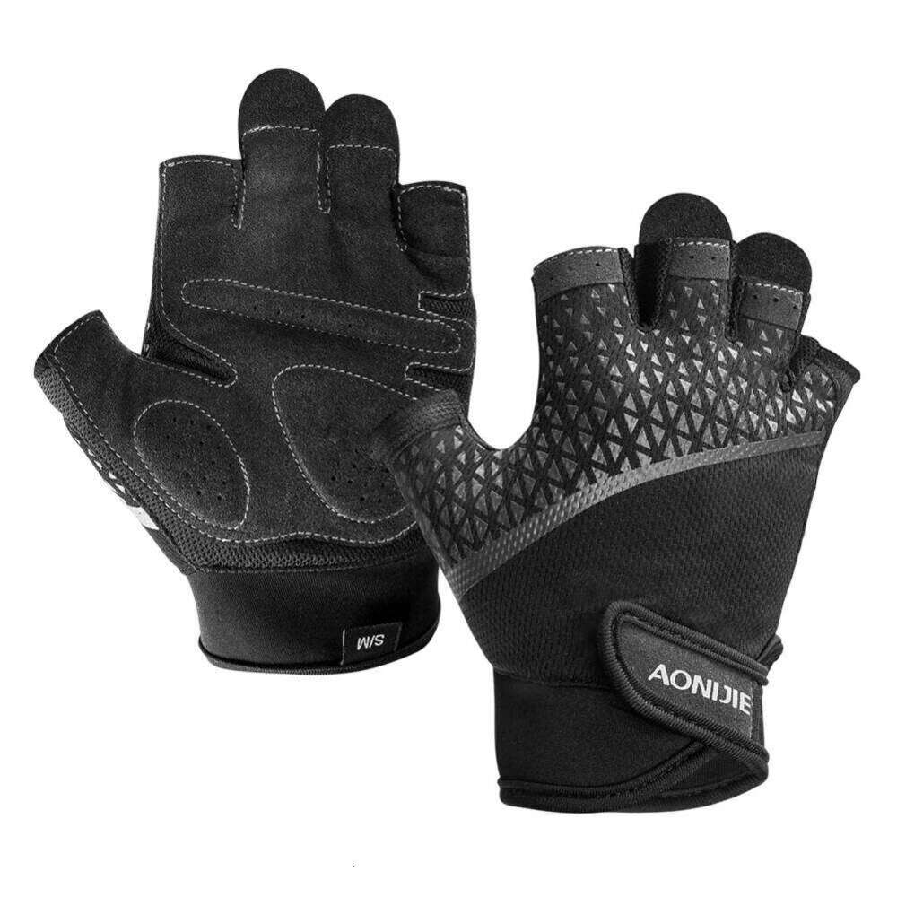 AONIJIE Unisex Outdoor Sports Cycling Equipment Training Fitness Anti-slip Breathable Half Finger Gloves Wrist Guard 26H0224