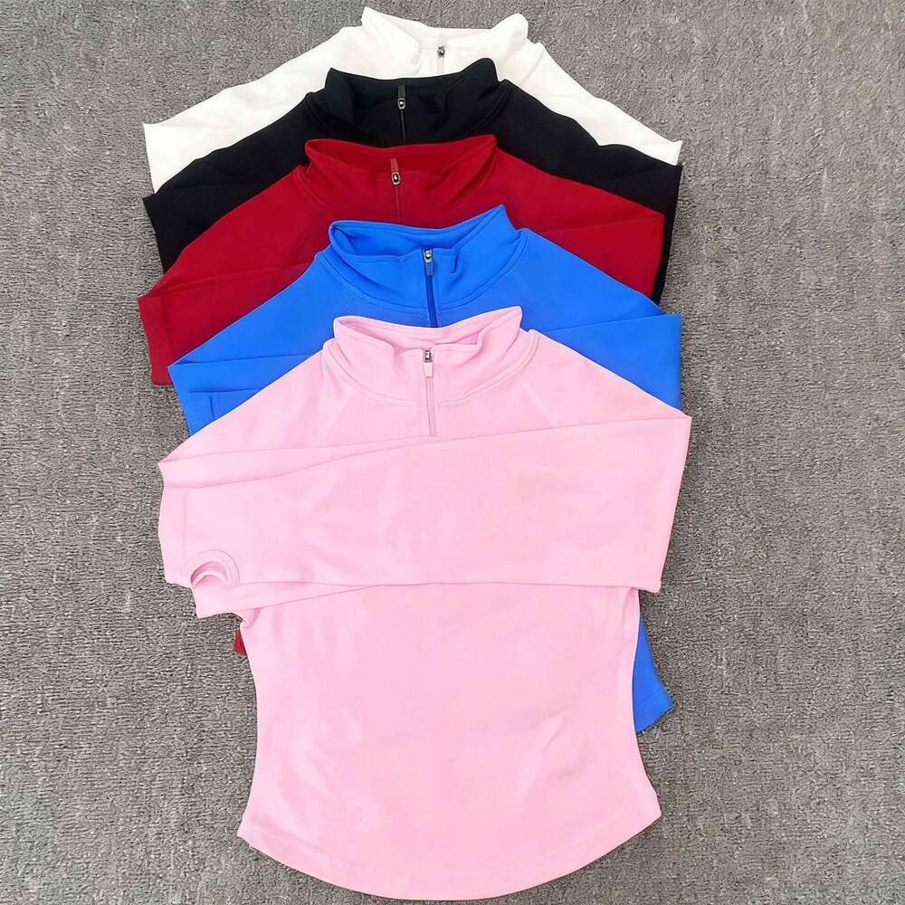 Yoga With Half Zip Shirt Women Long Sleeve Sport Tops Seamless Running Workout Coat Fitness Clothing Activewear 26Y0224