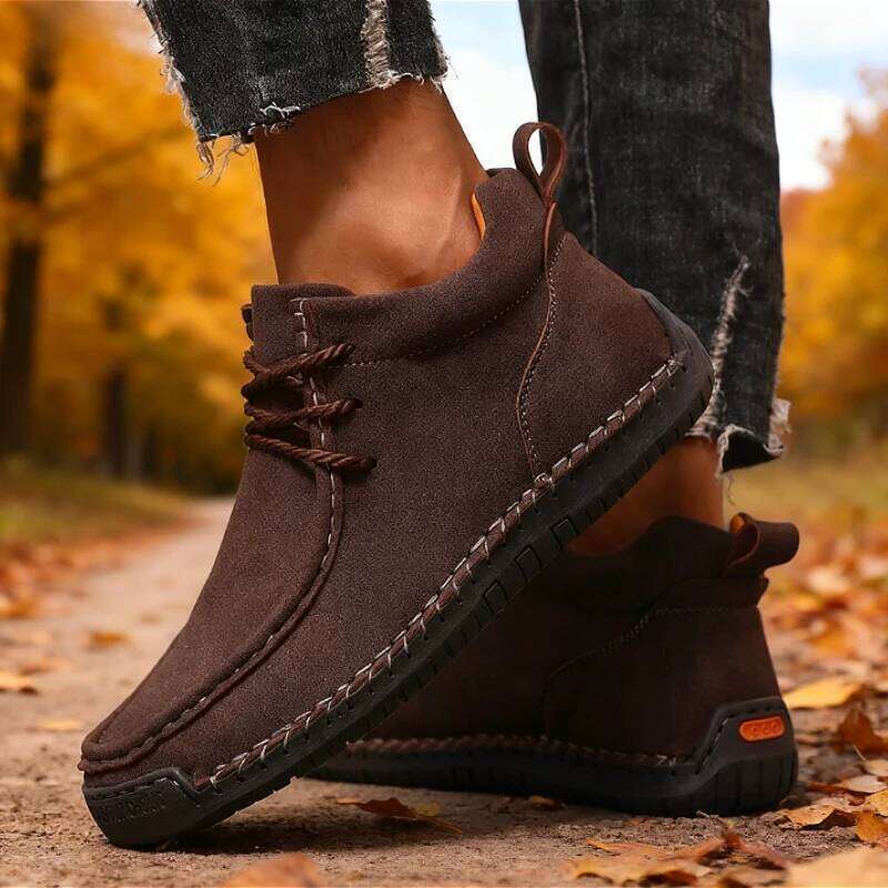 Wide Toe Boots Mid Top for Spring / Autumn Retro Anti Slip Workwear Fashion Soft Sole Breathable Walking Shoes Women