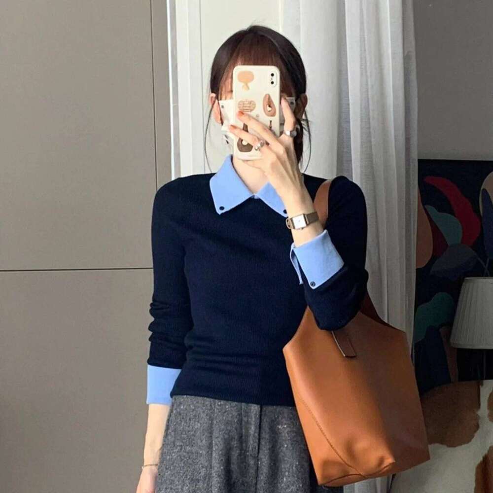 Women Sweater Polo Collar Warm Autumn Winter Bottoming Shirts Korean Fasion Kitted Pullovers Long Sleeve Slim Fit Undershirts 26W0224