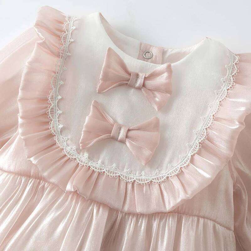 2Piece Spring Autumn Infant Girl Clothes Korean Cute Bow Princess Mesh Long Sleeve Jumpsuits Baby Rompers Newborn Items BC2009 26H0224