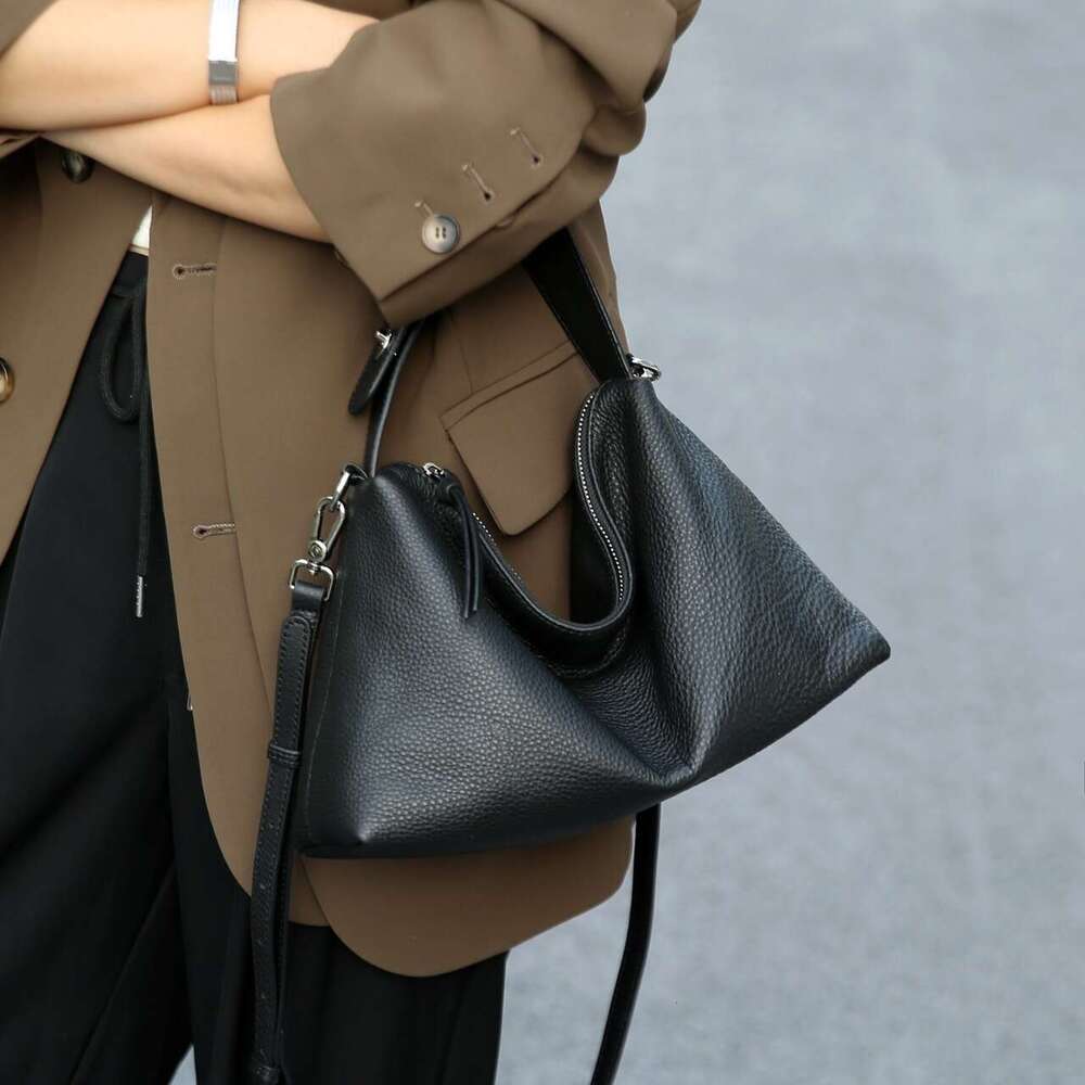 Top Layer Cowhide Natural Textured Women S Bag New Casual Versatile Handbag Large Capacity Shoulder And Crossbody Bag High Quality Luxury Bag LEMON KO