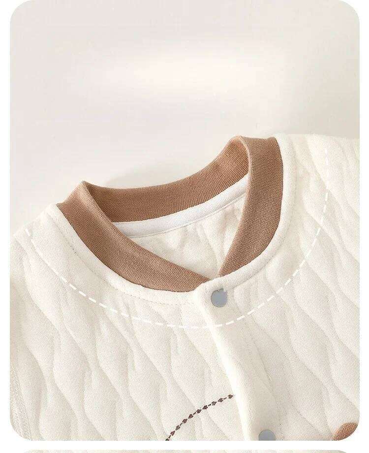 0-2Y Newborn Girl Boy Spring Bodysuit 2026 Baby Cotton Quilted Seamless Romper Autumn Warm Printed Soft Skin-Friendly Sleepwear 26H0224