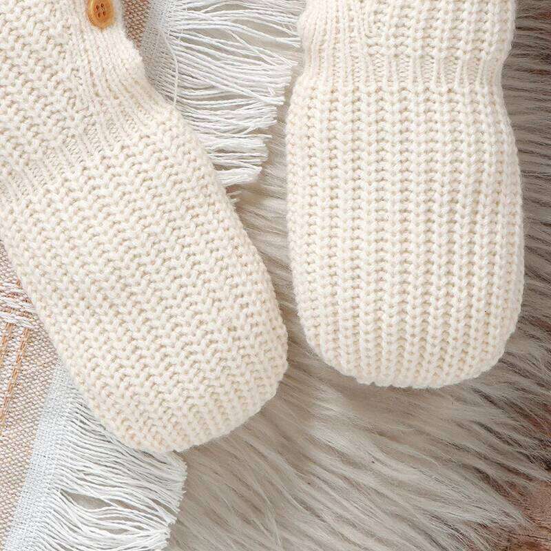 Baby Rompers Clothes 0-18m Autumn Winter Long Sleeve Knitted Newborn Boys Girls Beige Jumpsuits s Infant Unisex Outfits 26Y0224