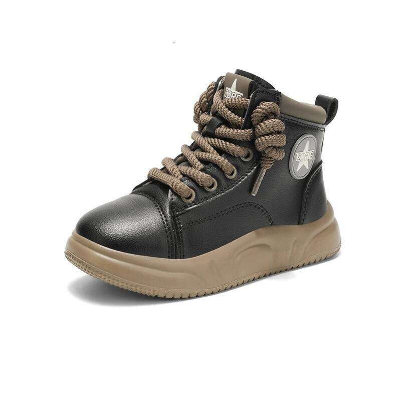 Children's Padded Sneakers 3-18 Years Old High Top Thickened Boys Girls Casual Brown Soft Non-slip Kids Cotton Shoes 26W0224