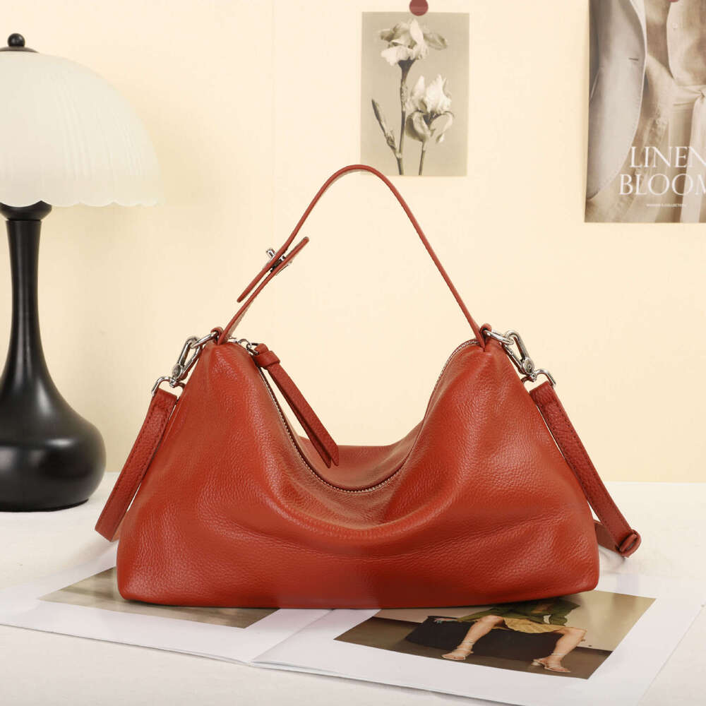 Top Layer Cowhide Natural Textured Women S Bag New Casual Versatile Handbag Large Capacity Shoulder And Crossbody Bag High Quality Luxury Bag LEMON KO
