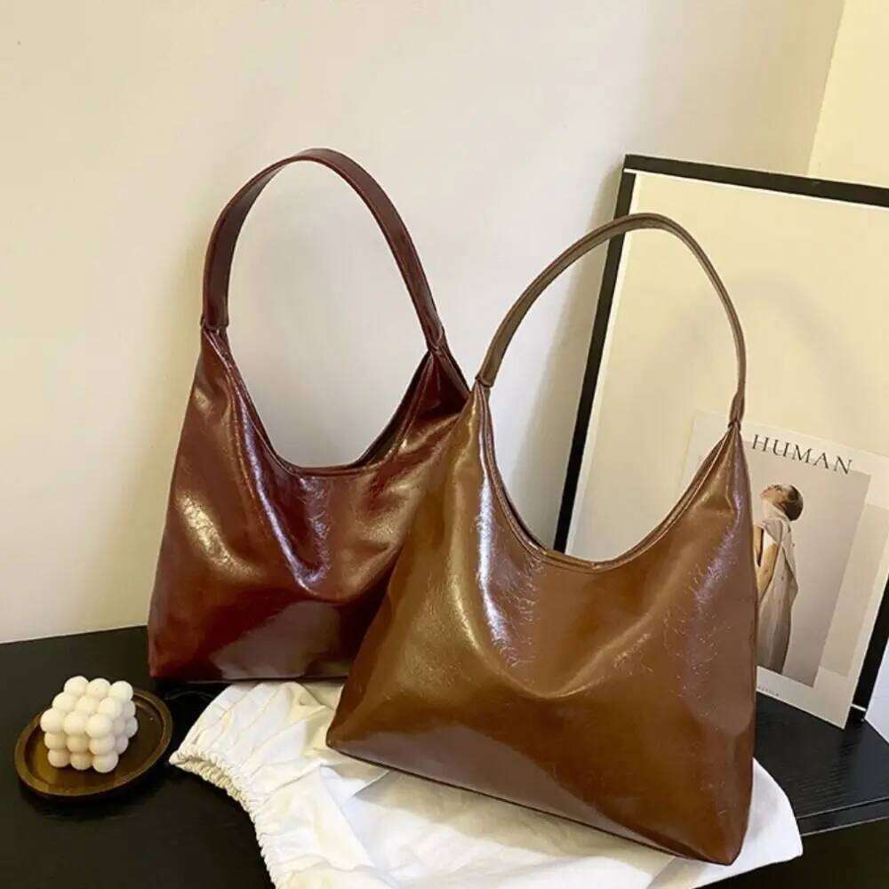 Casual Wine Red korean Style Large Capacity Underarm Vintage Single Shoulder Tote Bag Commute Z260224