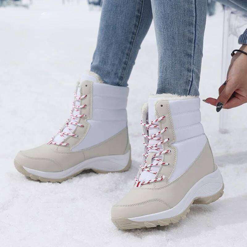 Autumn Winter Women's Ankle Chunky Platform Waterproof Non-slip Shoes Woman Outdoor Warm Snow Boots 2025 New