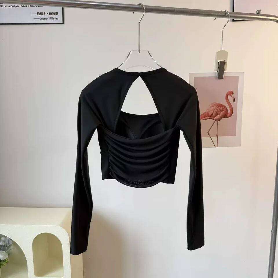 Women's Long-Sleeve Sports Top with Chest Pads, Yoga Wear, Pilates Training Fitness Apparel, Running 26Y0223