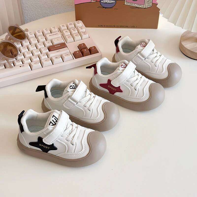 PU Leather Sport For Children Ergonomics Baby Boy's Girl's Toddler Shoes Anti-slippery Trend Fashion Kid's Sneakers 26W0224