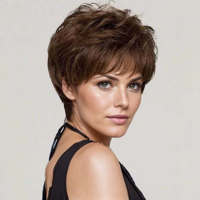 Export Wig With Side Bangs For Middle-Aged And Elderly Mothers, Women's Curly Hair, Fluffy Wig, Realistic Natural Short Hair SHXI