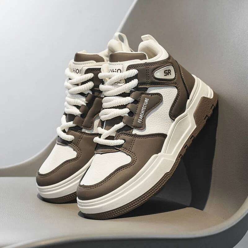 Luxury Leather Children High Top Sneaker Autumn PU Kids Casual Sports Shoes for Big Boy Size 35-39 26W0224