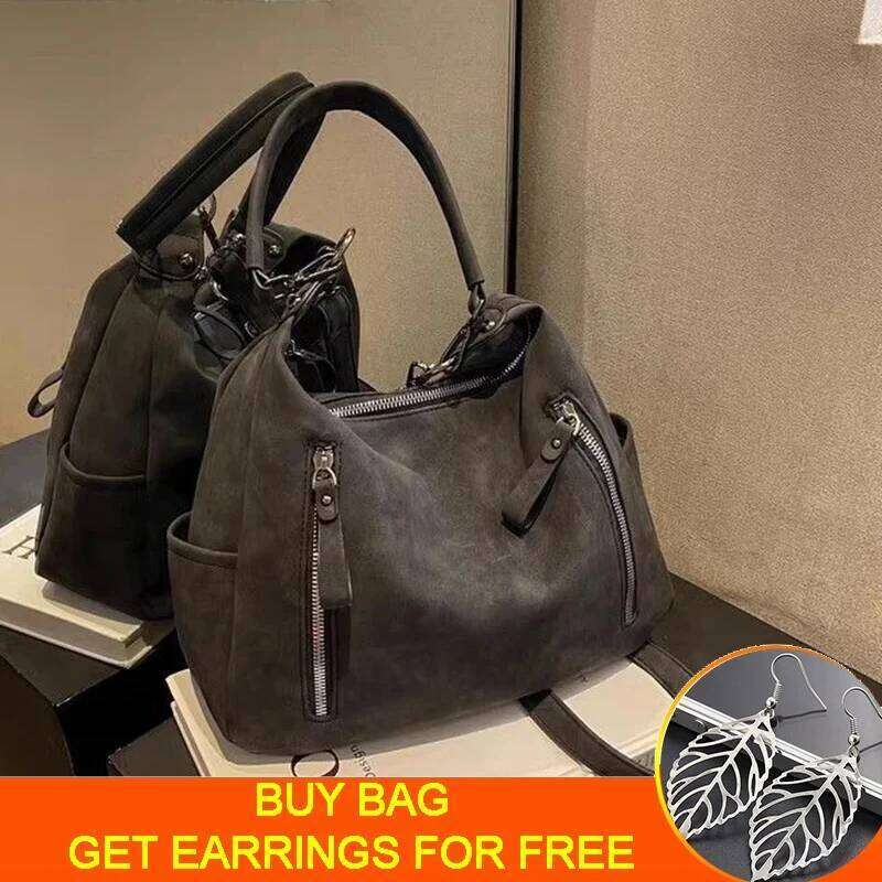 Autumn Practical Large Capacity Women's Versatile Retro Frosted Crossbody Bag Texture Zipper Decoration Shoulder Commuter To Z260224