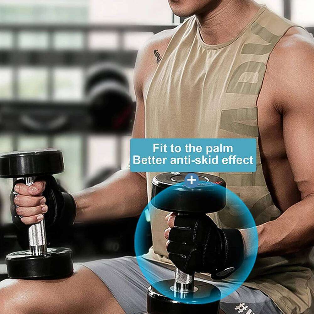 1 Pair Workout Antislip Weight Lifting Gloves, Superior Grip & Palm Protection for Weightlifting, Fitness, Gym, Cycling 26H0224