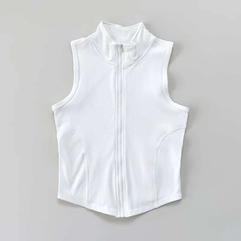 Women's yoga, fitness, sports clothing, sleeveless stand-up collar, zipper exercise vest, slender yoga and fitness vest 26Y0224