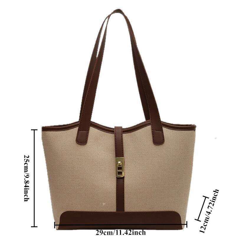 Women canvas fashion large capacity tote popular women simple commuting with one-shoulder bag Z260224