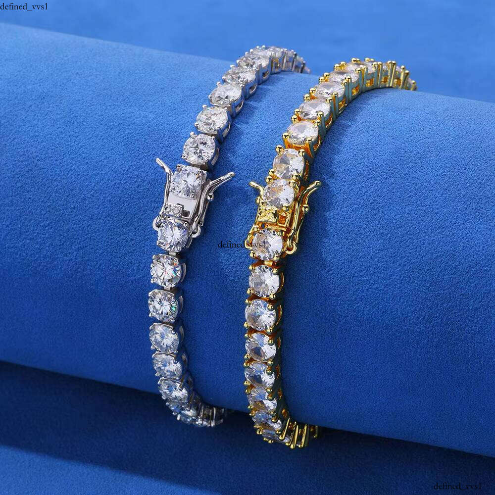 Eskeem Lab VVS Moissanite 5mm VVS Moissanite Tennis Bracelet for Women Iced 925 Silver Rose Gold Plated Jewelry Gift