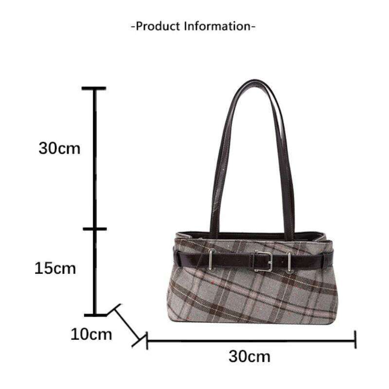 Fashionable Retro Soft PU Leather Checked Shoulder Large Capacity Hot Sale Bags for Women Zipper Cloth Women's Handbags Z260224