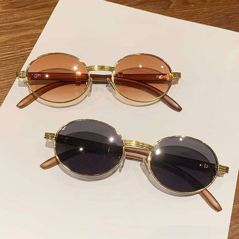 Retro oval 2026 new small frame personality Internet celebrities with the same sunglasses advanced sense 26W0224