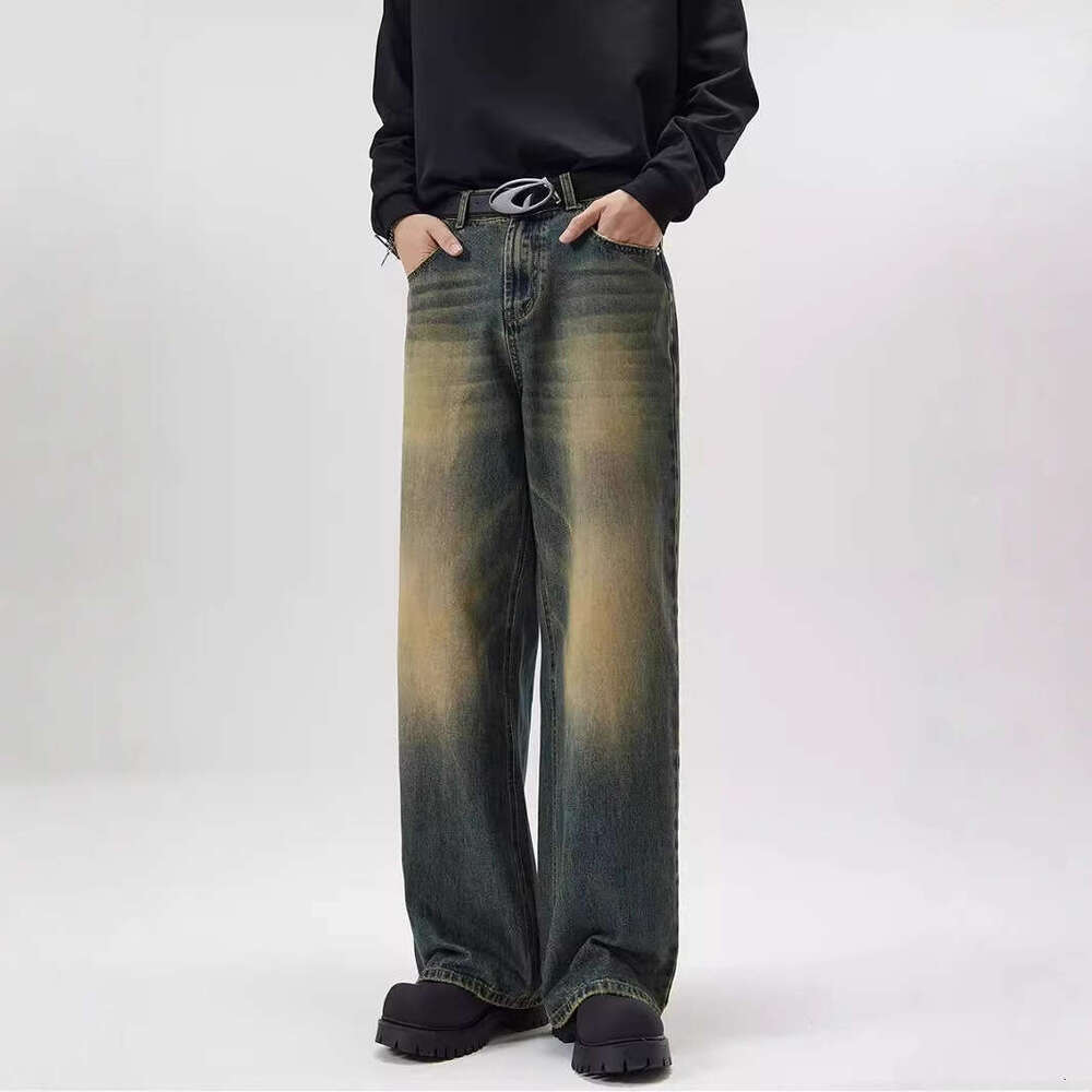 Men's direct sale straight loose casual youth business pants wide-leg jeans men's floor-length trousers