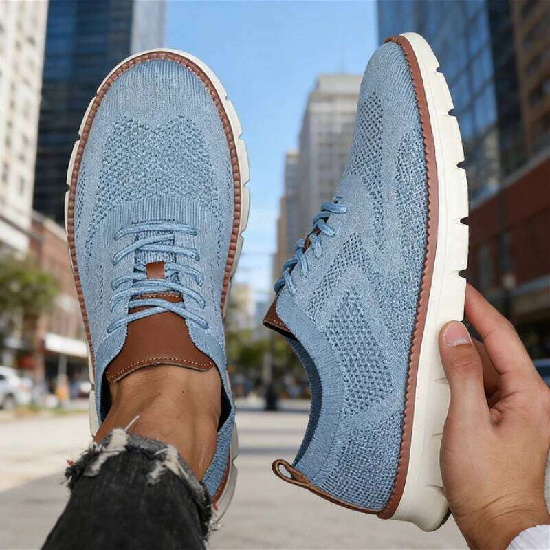 Popular Men's Mesh Sneakers Comfortable Airy Soft Sole Fashionable Lightweight Casual Anti Slip Breathable Walking Shoes