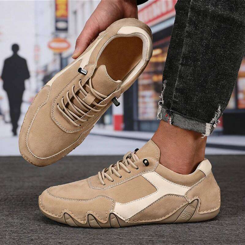 New Men's Flat Casual Handmade PU Leather Comfortable Loafers Outdoor Retro Anti Slip Workwear Shoes Men Zapatillas Hombre