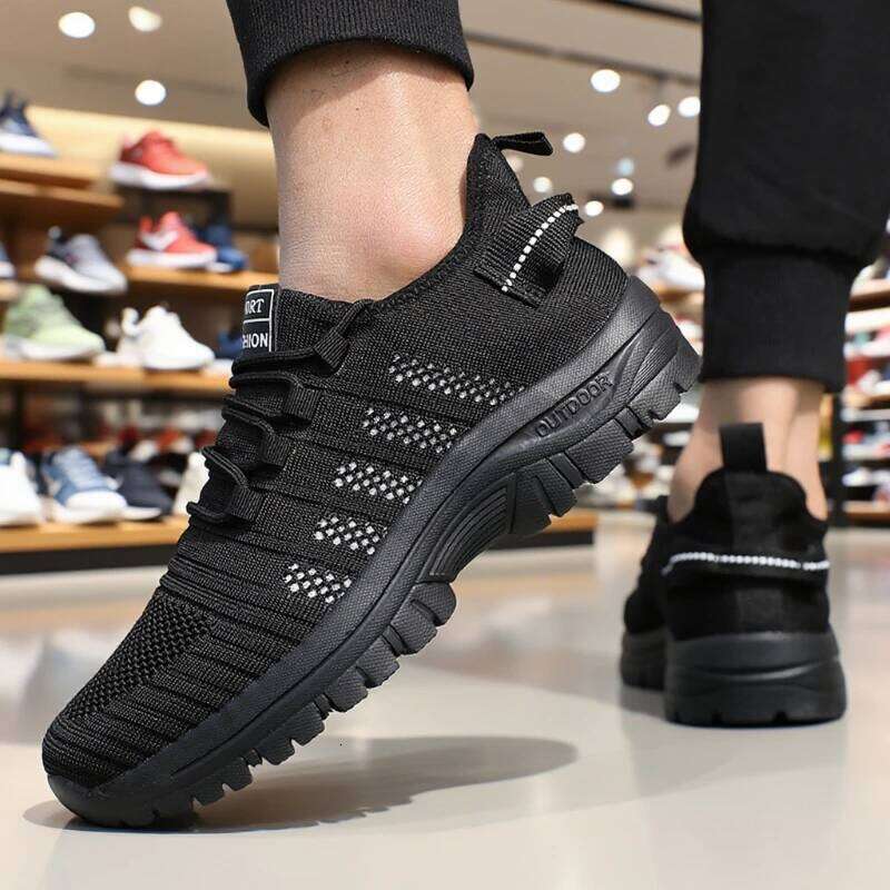 Black Men's Hiking Urban Comfortable Running Casual Shoes for Versatile Style Breathable Outdoor Sneakers Men