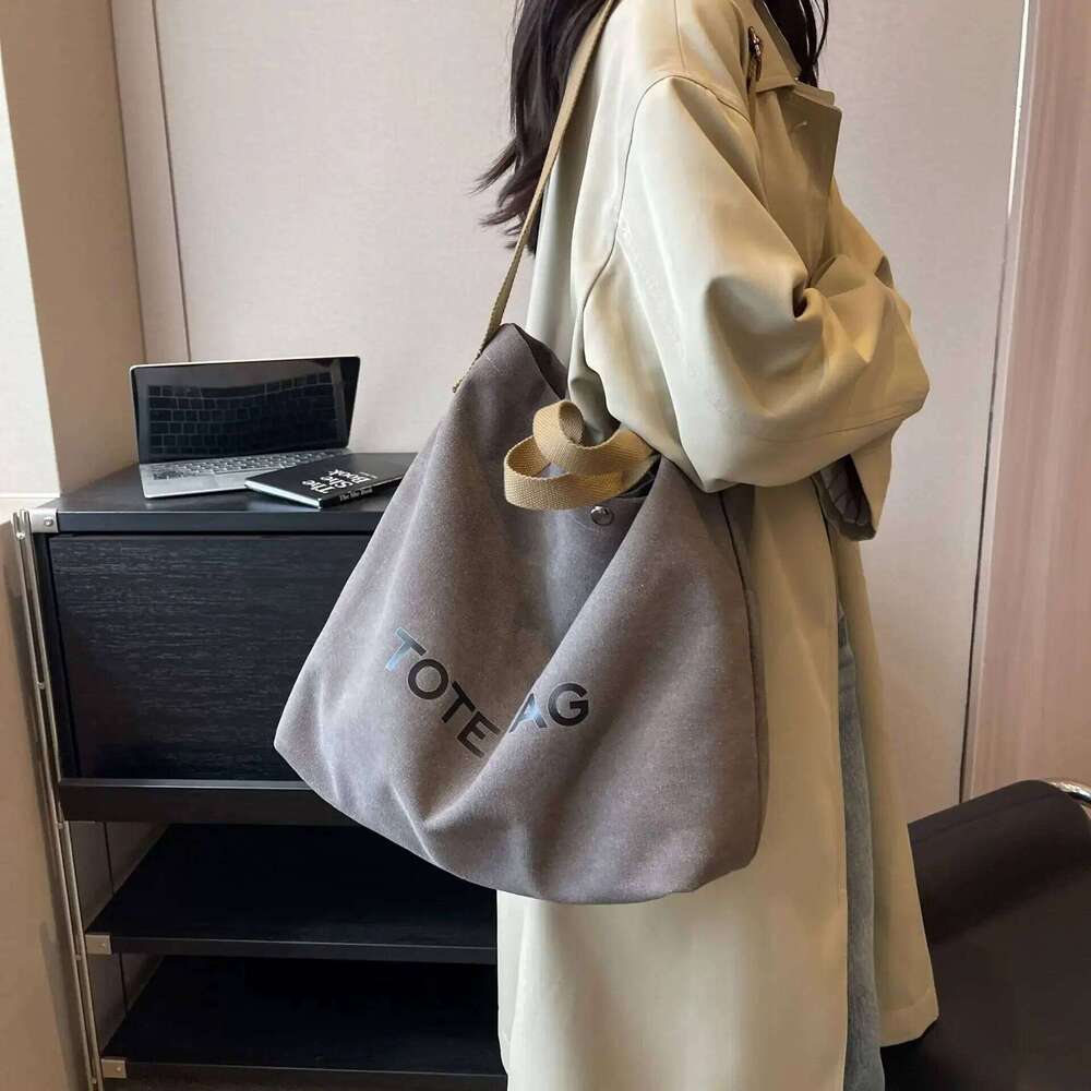 Thickened Canvas Retro Tote 2024 Premium Sense Handbag Commuter Bag Large Capacity Student Shoulder Bags Z260224