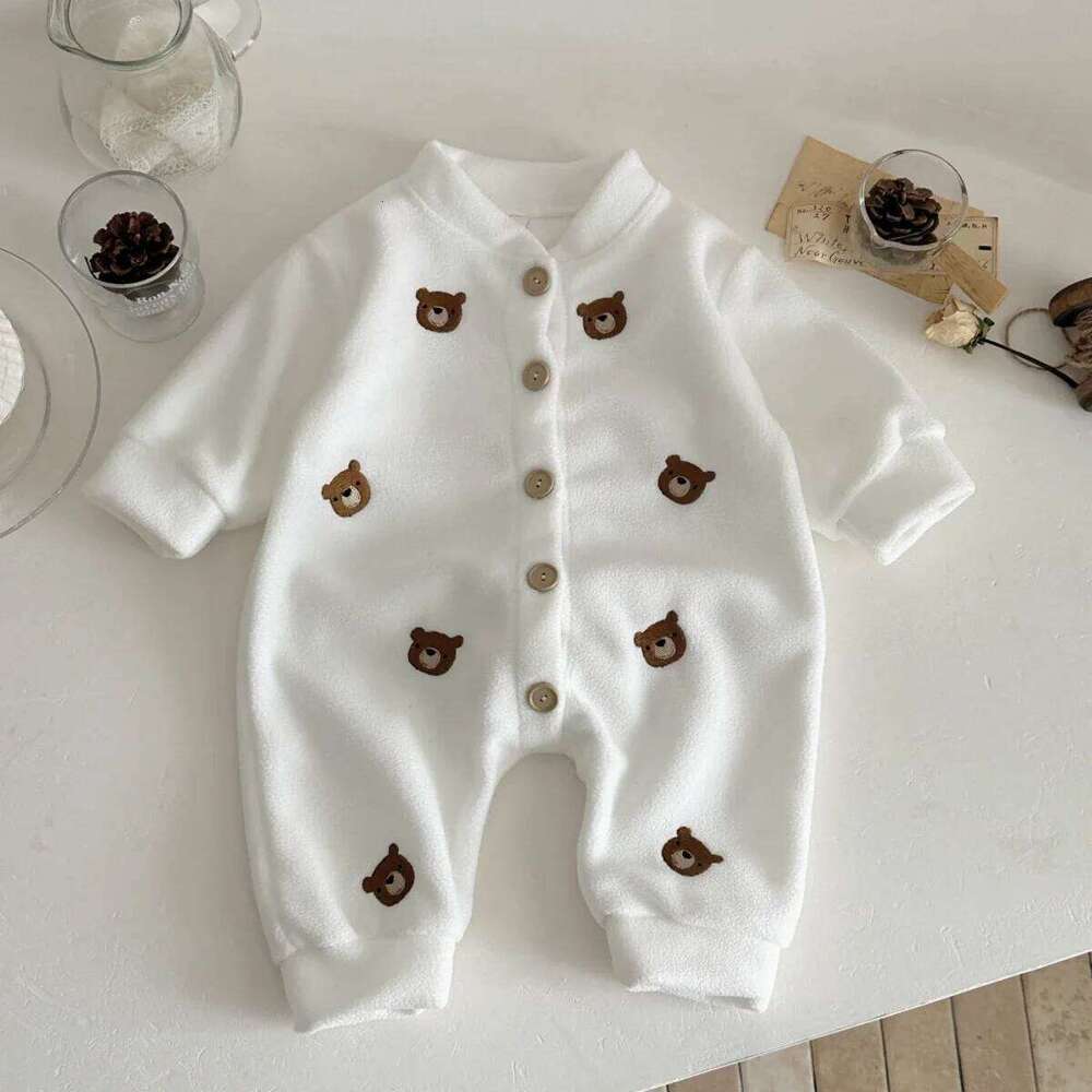 0-18 Month Newborn Romper Boys Girls Cute Bear Embroidery Long Sleeve Baby Bodysuit Clothes Infant Autumn&Winter Costumes 26H0224