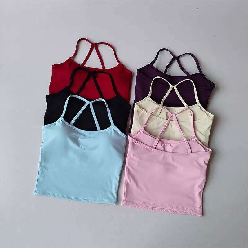 Women's Slim Fit Fitness Vest Skin Friendly Nude Pilates Top Beautiful Design Suspension Yoga Sports Bra 26Y0224