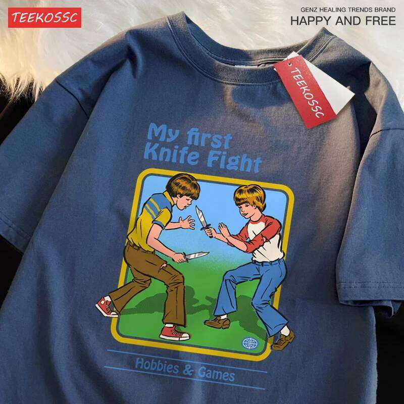 My First Knife Fight Hobbies Games Print Tshirts Men Women Soft Short Sleeve Summer Casual Cotton Oversized Loose Street T Shirt H260224