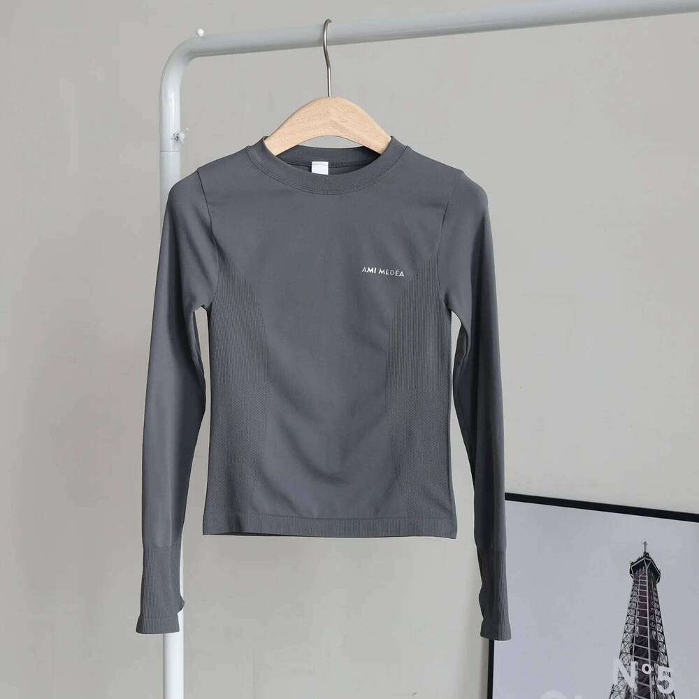 Women's Long-Sleeve Fingerless Round Neck Sports Top, Running Quick-Dry T-Shirt, Tight and Sexy Yoga Fitness Wear 26Y0224