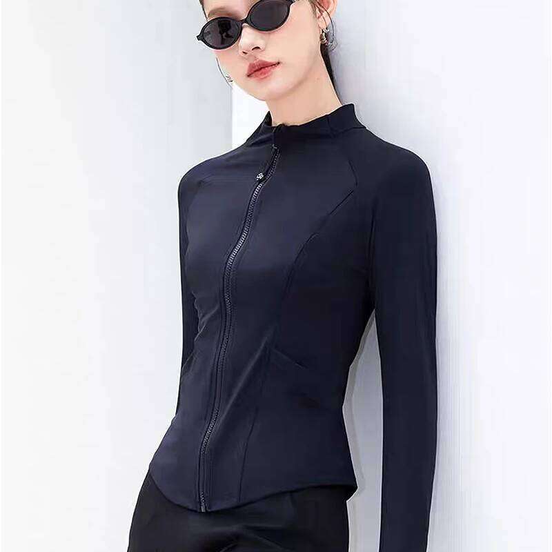 Women's Slim Fit Long Sleeve Sports Zip Fitness Yoga Workout Running Coats Cardigan Warm Gym Activewear Top 26Y0224
