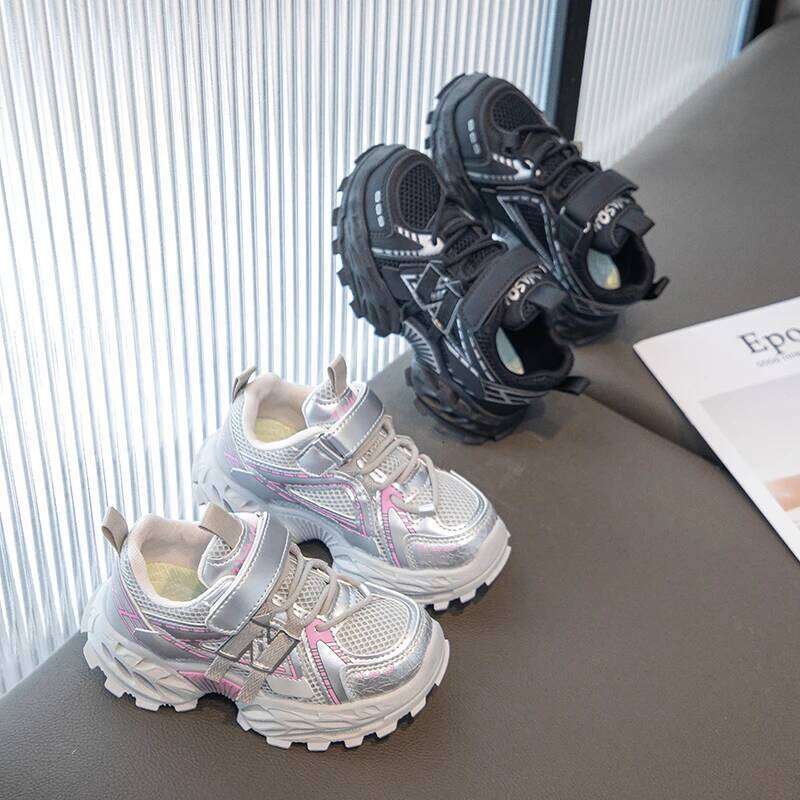 Girls' 2026 New autumn winter children's transparent mesh sports shoes, fashionable and anti-slip dad shoes 26W0224