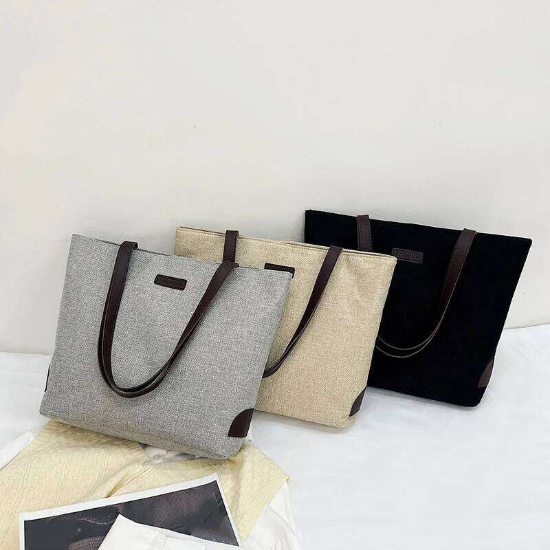 New Large Capacity Canvas Handbag for Commuting Office Women's Shopper Tote College Student Shoulder Bag Books Pack Z260224