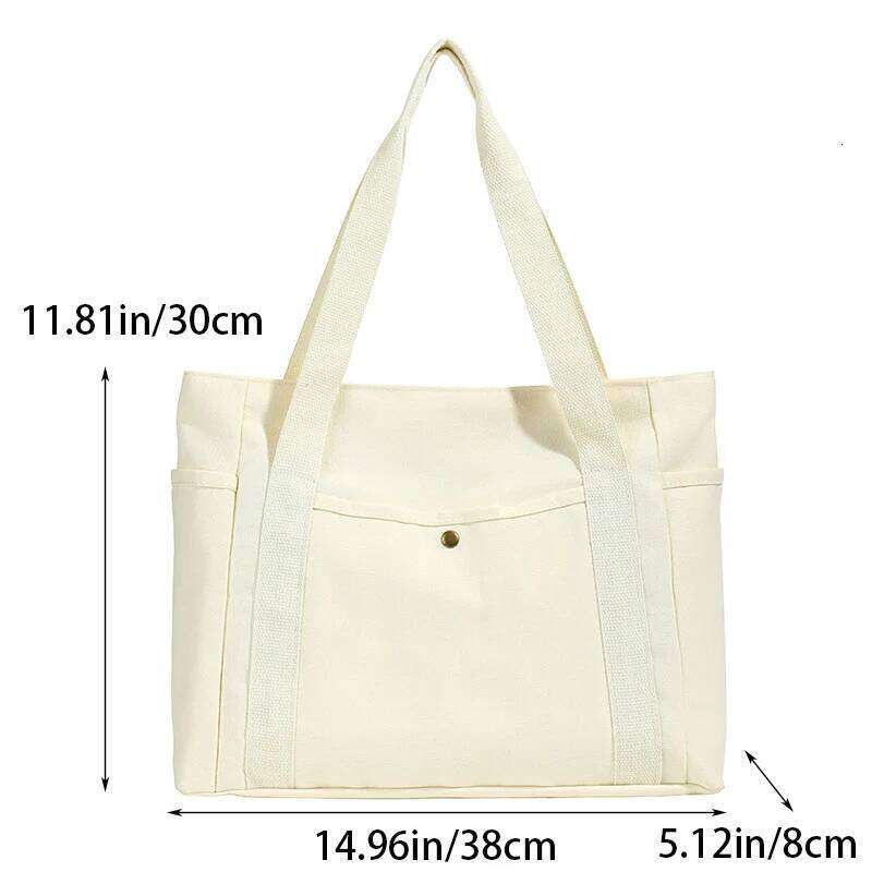 Large Capacity Canvas Tote Bags for Work Commuting Carrying College Style Student Outfit Book Shoulder Shopping Bag Z260224
