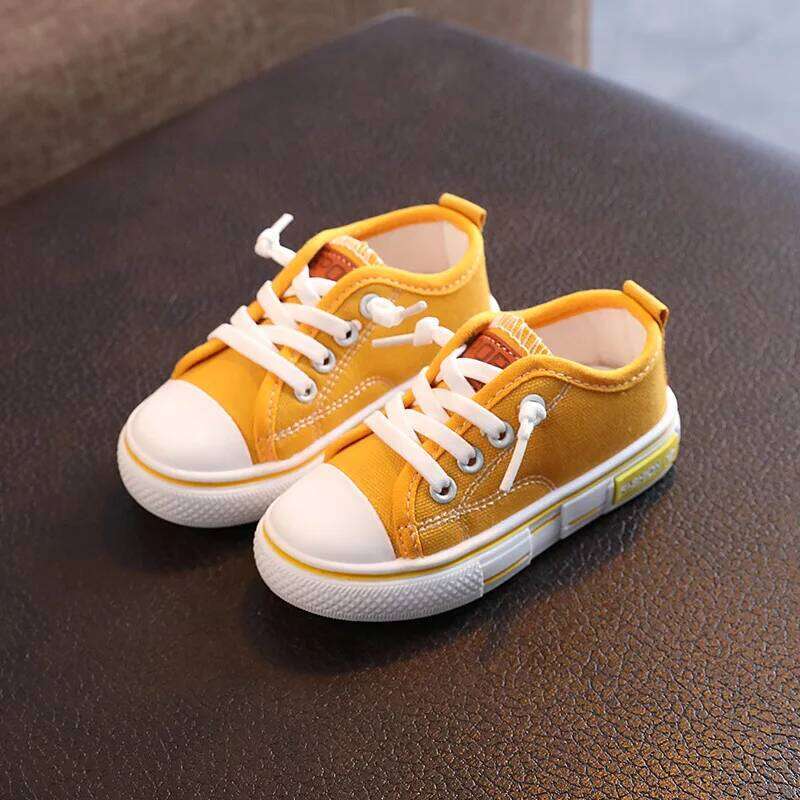 2022 Spring New Kids Canvas for Boys Solid Red Light School Casual Shoes Girls Non-slip Fashion Children Unisex Sneakers 26W0224